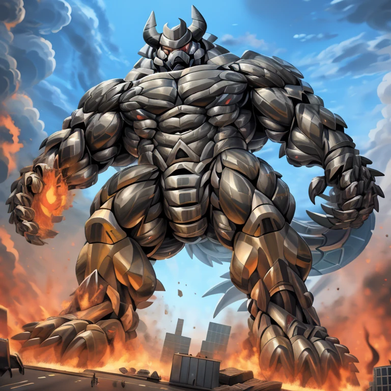 (masterpiece. official art. 8k. best quality. detailed full body. full body.)
(situation 1 : dominating demon lord dragon batzz. focus Colossus mechanical Muscular demon lord dragon batzz is trampling the CITY. macro. stomp. Low-angle perspective. emphasizing the immense size. The perspective is from below, emphasizing the sheer majesty and power of the Colossus. Colossus art. He is much bigger than a skyscraper. Giga Colossuss. micro soccer field. looking down.)

(situation 2 :smoke and flames rising from the destruction in the city)

(Additional details 1: wearing a full-face helmet. helmet is jet black. The color of NANOSUIT is jet black. high-tech bio-mecha armor. real texture material. whole body shines like metal. Wearing cyberpunk mecha. emphasizes the muscles. suit fully made of metal. intricate armor. Robotic suit. suit fully made of metal. NANOSUIT with the same design as demon lord dragon batzz.). (demon lord dragon batzz has 5 toes.)

(Additional details 2: (Detailed head. Detailed Body. Detailed abs. gigantic muscles. HYPER MUSCLES. Gigachad Muscular. big muscle. pecs. triceps. traps. unusually developed muscular body. body full of huge muscles. showing off muscles. pectorales enormes. Exaggeratedly huge muscles. huge muscles. long legs.).

(Additional details 3: nj5furry, Spread wings. It has wings. black have big wings. The claws are sharp. Sharp teeth.5 toes.). 