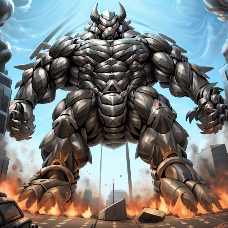 (masterpiece. official art. 8k. best quality. detailed full body. full body.)
(situation 1 : dominating demon lord dragon batzz. focus Colossus mechanical Muscular demon lord dragon batzz is trampling the CITY. macro. stomp. Low-angle perspective. emphasizing the immense size. The perspective is from below, emphasizing the sheer majesty and power of the Colossus. Colossus art. He is much bigger than a skyscraper. Giga Colossuss. micro soccer field. looking down.)

(situation 2 :smoke and flames rising from the destruction in the city)

(Additional details 1: wearing a full-face helmet. helmet is jet black. The color of NANOSUIT is jet black. high-tech bio-mecha armor. real texture material. whole body shines like metal. Wearing cyberpunk mecha. emphasizes the muscles. suit fully made of metal. intricate armor. Robotic suit. suit fully made of metal. NANOSUIT with the same design as demon lord dragon batzz.). (demon lord dragon batzz has 5 toes.)

(Additional details 2: (Detailed head. Detailed Body. Detailed abs. gigantic muscles. HYPER MUSCLES. Gigachad Muscular. big muscle. pecs. triceps. traps. unusually developed muscular body. body full of huge muscles. showing off muscles. pectorales enormes. Exaggeratedly huge muscles. huge muscles. long legs.).

(Additional details 3: nj5furry, Spread wings. It has wings. black have big wings. The claws are sharp. Sharp teeth.5 toes.). 