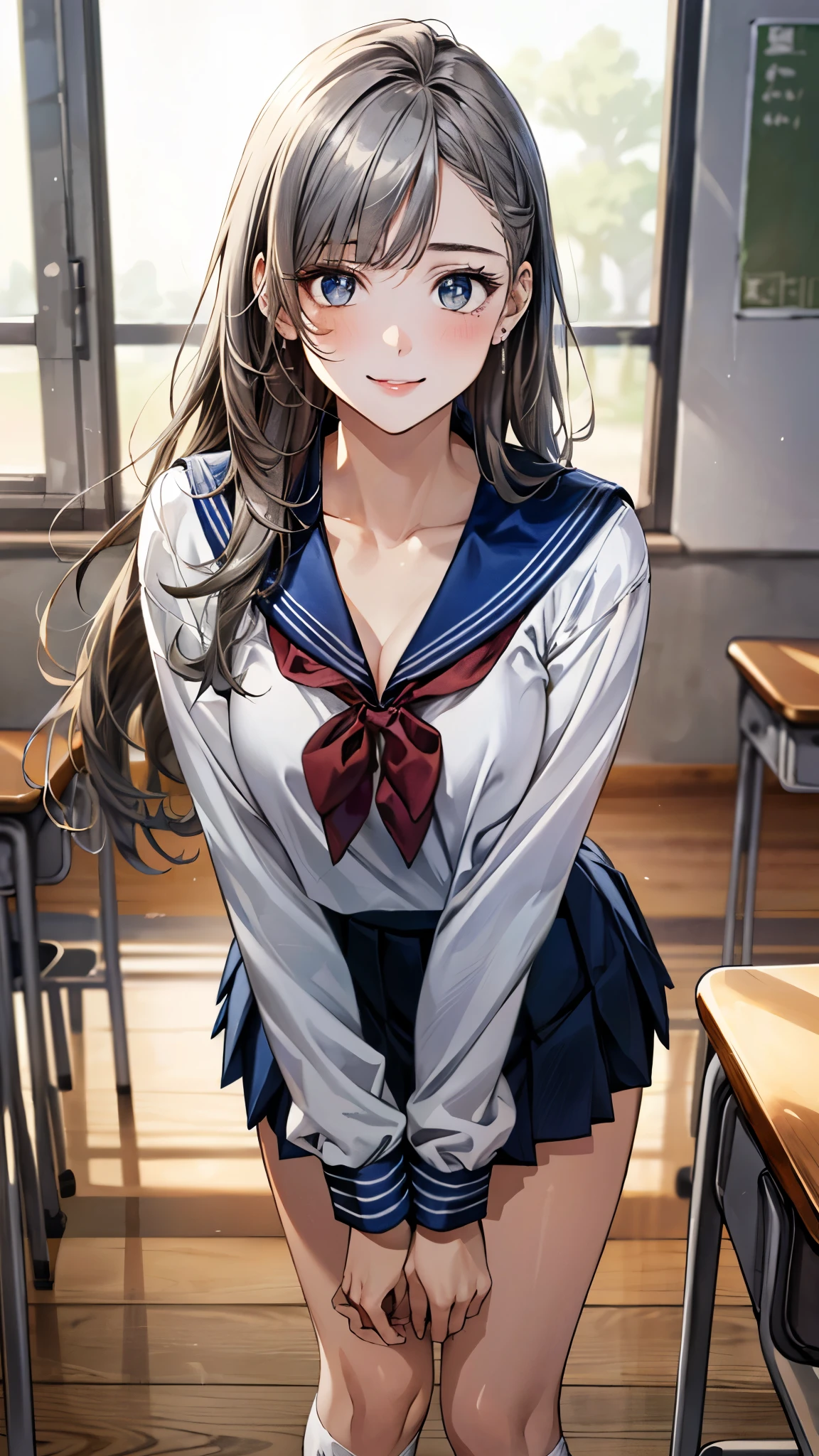 ((Highest quality、High resolution))、(((Two Girls))), Portraiture、beautiful girl、Perfect body、Beautiful and bountiful breasts、classroom、high school girl、Sailor suit、Embarrassing、Hugging and kissing、lily、I'Seduce you
