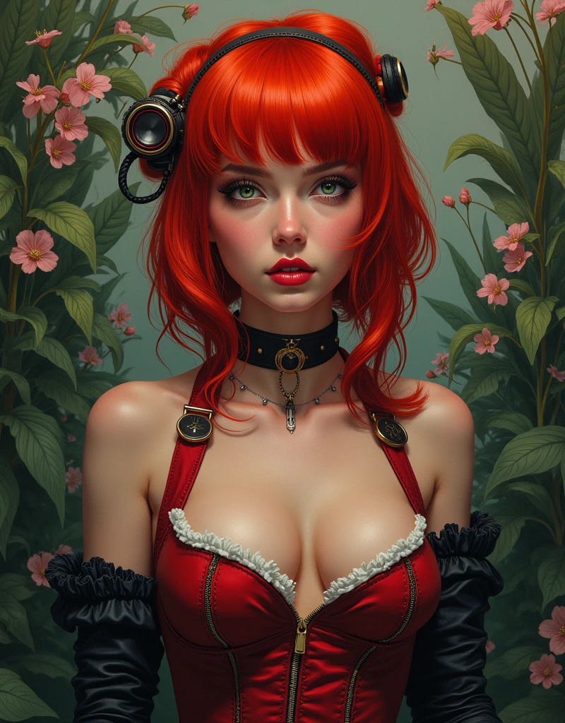 there is a woman sitting on a blanket on the ground, redhead girl, cute young redhead girl, redhead, good young girl, ( redhead, girl, bottom angle, with black pigtails, young and cute girl, pigtail, short redhead, pigtails, long pigtail, cute young girl, red haired goddess, with glasses, cute girl