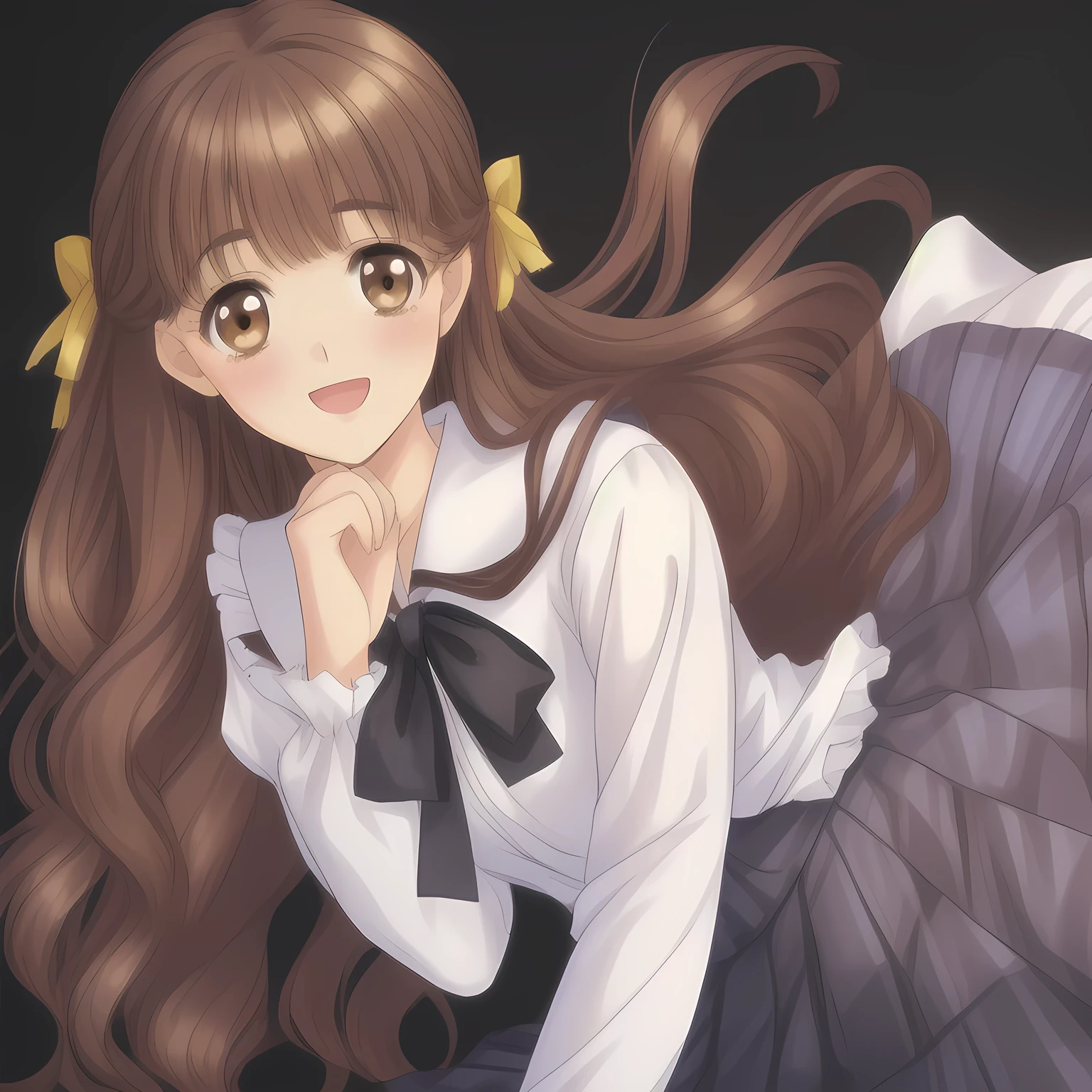 (highest quality, masterpiece: 1.6), (Too beautiful girls is coming from both side facing each other and kissing each other, Too Beautiful noble beautiful lying anime noble heroines, beautiful giggling noble elegant 15yot anime heroines wares completely white frilled girly blouse and navy plaid skirt is lying on a magical sexy bed and inviting me into deep harem of siren and succubi, Noble Elegant uniform: 1.5), (white white white frilled blouse: 1.2), (Anime-heroine's girly noble laughing giggling brown eyes: 1.6), (Realistic Charming neat navy-colored very-neat well-pleated long checkered plaid school skirt: 1.5), (black background: 1.7), (Eyes, face and hair are especially beautifully detailed and beautifully drawn: 1.5), (Girl whom everyone loves because of her beauty and lovely fashion and noble manner and magic-charm like succubus: 1.0), (Very beautiful, wavy, cutely super-super-long straight gorgeous rich dark black hair like hair model, with elegant big yellow hair ribbons: 1.3), (beautiful black hair: 1.5), (Perfect body style like a fashion model)