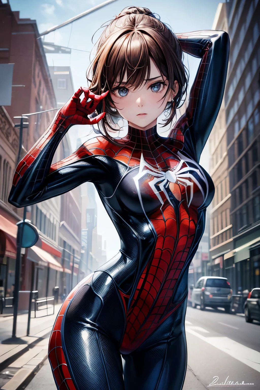 Miranda Kerr、マーベルコミックの映画Poster、so beautiful、Movies about Spider-Man、sexy、whole body、Wearing a skirt、Premiere Date、Poster、belly buttonを突き出す、new york、She's wearing a ripped Spiderman suit、The suit is torn、Wearing a skirt、Red and black color scheme、dynamic、masterpiece、highest quality、Super detailed、Very detailed、Delicate and beautiful shine、Ultra-high resolution、Cinematic、break、breakドロップ、(Torn clothes:1.5)、(Wet clothes:1.4)、Bare shoulders、Real Rain、Wet Hair、belly button、Exposed Skin、sexyな肩を披露