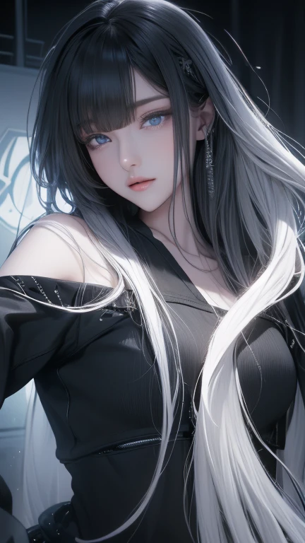 ((Picture from the waist up))((masterpiece:1.5、8k、Tabletop、フォトリアリスティックでVery detailedなCG、Very detailed、Particle Effects、Dynamic Effects、Shallow depth of field、Cinematic Light、Lens flare、Ray Tracing、Tabletop、Realistic:1.4、Ultra-high resolution:1.2、Realistic、Realistic))((alone、,A woman wearing a black cashmere coat over a halter neck dress:1.4、Elegant woman posing、Detailed face、bright表情、young, bright, Whiter skin、Medium chest、Beautiful cleavage、Best Looks、Asian、Ultimate beauty、bright and shiny hair,、Super long, Silky straight hair、Hair dancing in the wind))(morning、The setting is outdoors in the snow、Crystal of snow)((shiny white hair))