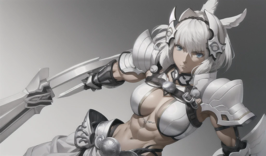 fighter.with honor and pride.tough,anime.girl.holding ak47u.white hair.perfect body