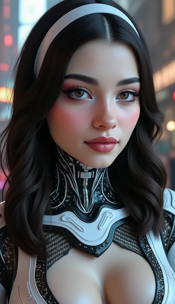 cyborg woman, portrait, digital painting, elegant, beautiful, highly detailed, artstation, concept art  by artgerm and greg rutkowski and alphonse mucha and J. C. Leyendecker and Edmund Blair Leighton and Charlie Bowater ray tracing octane render, cinematic lighting, photorealistic