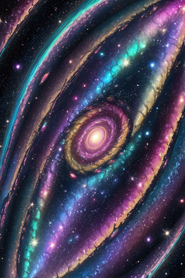 a iridescent colorful swirling galaxy