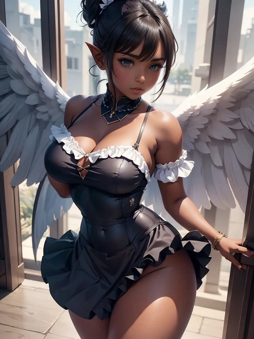 Dynamic shot, dynamic angle, ((3 females)), A picture of 2 beautiful succubus dominating sexy nun on a leash, ((2 demon females and a nun)), (nun in a middle, squatting, legs spread, chained , exposed, scared, obedient, harassed, insecure, burning halo, demon wings, wings spread, demon tail), (2 beautiful female demons around, dominating, standing above , powerful poses), demons, beautiful succubuses, horror, dark, sexy, rough domination, domination, bdsm, golden chains,(golden leash), collar, beautiful bodies, slim, horror style, highly detailed faces, horns, horny, scared, stockings, (white silk lingerie, white stockings, white gloves), leather tight boots, camera angle from above, looking up, closeup, blue light, blue tones, highres, sharp focus,(ultra detailed,extremely detailed),(photorealistic artwork:1.37),(extremely detailed CG unity 8k wallpaper),(intricate),(masterpiece),(best quality),(intricate background),photo realistic,analog style,((intricate detail)),(((realism))),