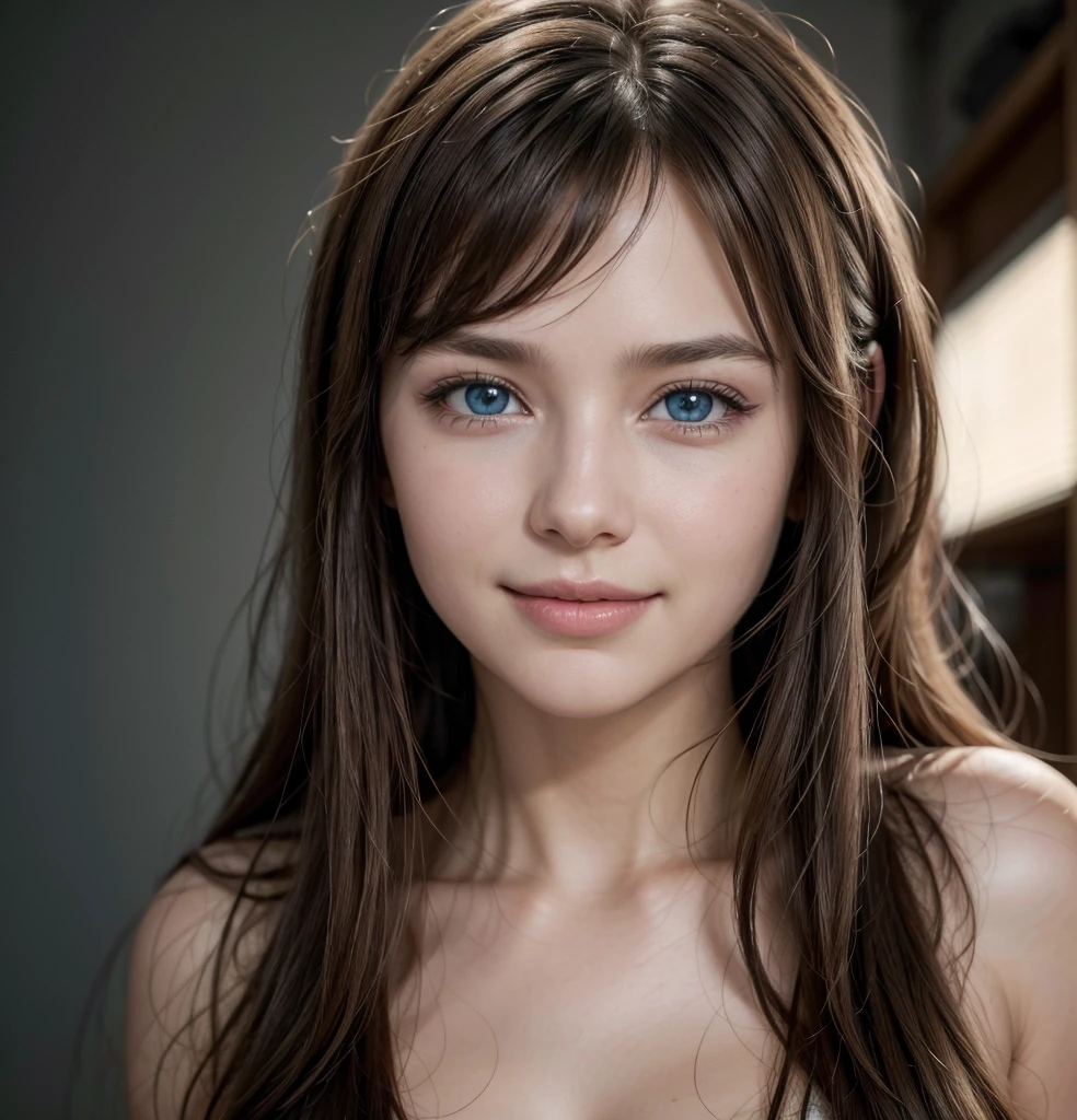 (realistic, photo-realistic:1.37),(8k, RAW photo, best quality, masterpiece:1.2), cute, ultra-detailed,heart-shaped pupils,physically-based rendering, ultra high res, kodakvision color, shot on Arricam LT Camera, bokeh, sharp focus,
looking at viewer,photorealistic,realistic, solo, photorealistic, best quality,extremely detailed face,extremely detailed eyes and face, beautiful detailed eyes,absurdres, incredibly absurdres,haunting smile,Messy hair, floating hair, ,