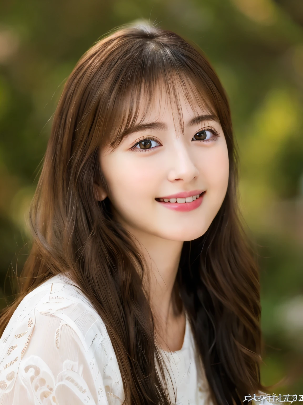 (original photo, best quality)(8k, best quality, masterpiece: 1.2), super detailed, super resolution, (actual, actual photo: 1.37), portrait, High-resolution RAW color photos, Professional photos, High resolution beautiful, Very delicate and beautiful, 8K picture wallpaper, stunning details, File size is huge, High detail beautiful girl, super detailed face, very good eyes, The skin is very delicate, Very small nose, The mouth is very detailed, perfect anatomy, simple background, 1 girl, (20:1.2), 20th generation, pretty girl, Bangs, Shock, wonderful, skirt, actual body, glowing skin, black wavy hair, baby face, lively face, exquisite eyes, Source order, look at me, ((positive)), (White skin), waist shot, Bangs, round face, Smile, face close-up, Very delicate and beautiful, finely, masterpiece,