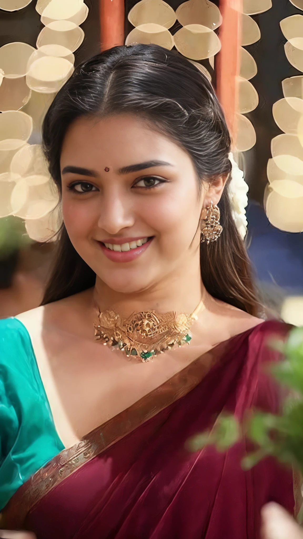 HD wallpaper 32k cinematic shoot of a Beautiful plus size cute Indian women, with thick thighs and a curvy waist,huge breast, big breast, huge ass,big ass,bulging ass,smiling, wearing an Indian song dress, ((navel)), BREAK (Ceremony, Red carpet, Large crowds:1.5),Profile beauty, ((cowboy shot)), ((looking at the camera)), ((full body shot)), ((full body shot)), ((full body view)), ((full body view)), ((huge earrings))