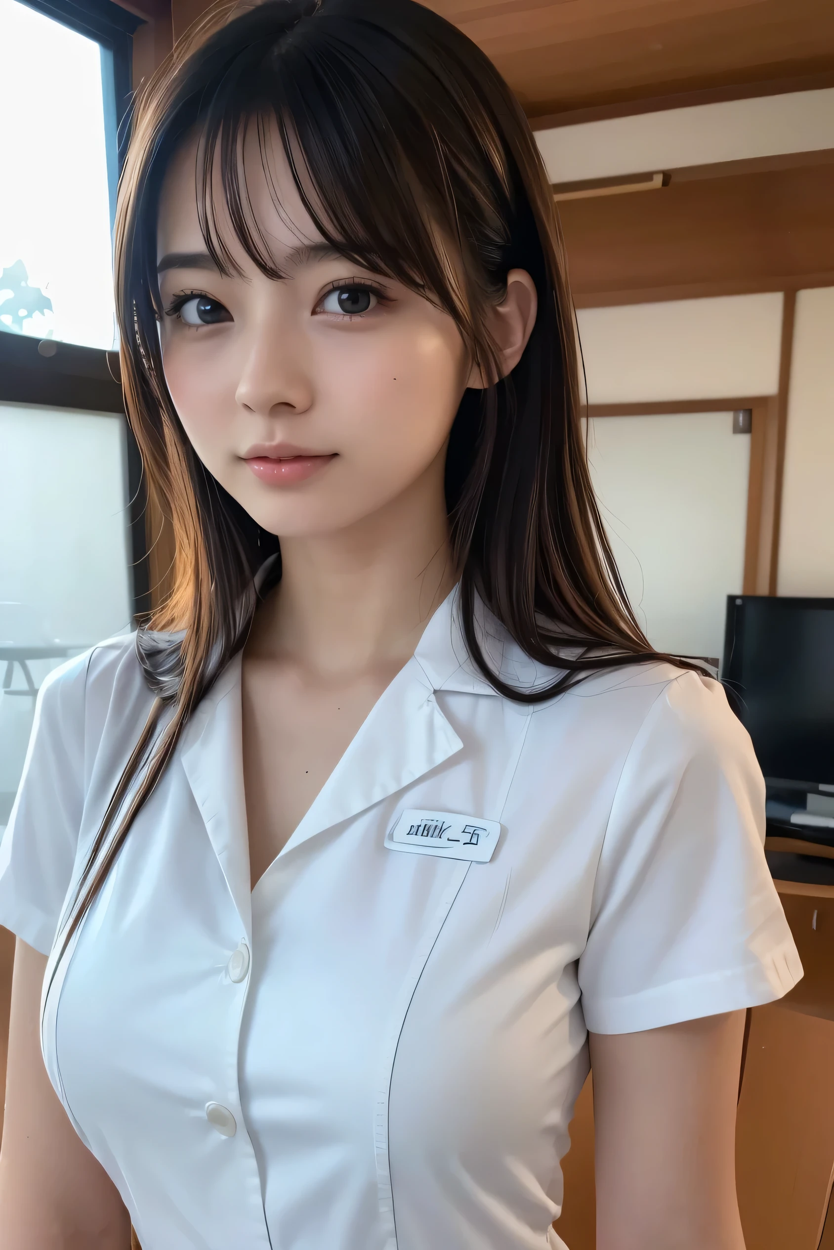 (8k, RAW Photos,Best Quality, High resolution:1.1), (超Realisticな:1.4),(Realistic, Realistic:1.3),The beauty of Japan、nurse、nurseコスプレのマッサージ師、(( upper body:1.3))
