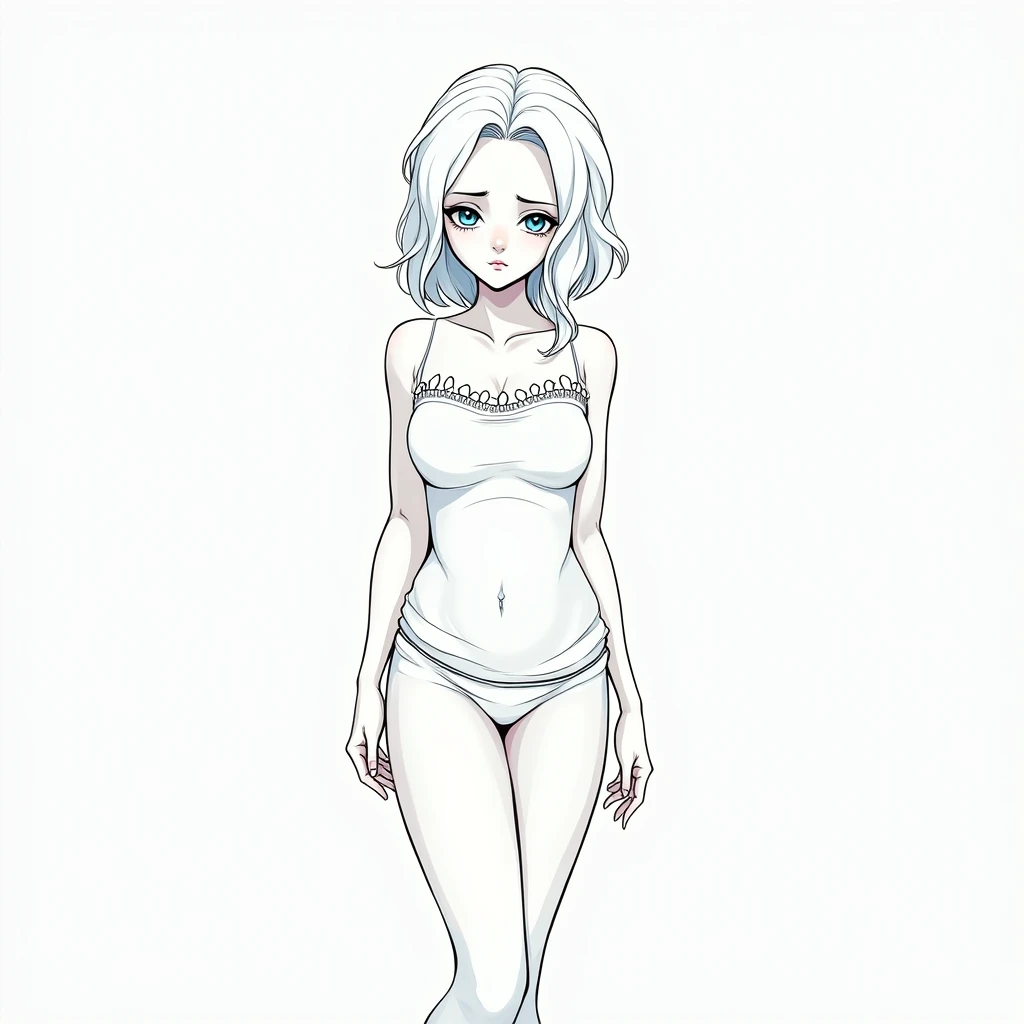 skinny,long hair,silver gray hair, bikini, Narrow waist,