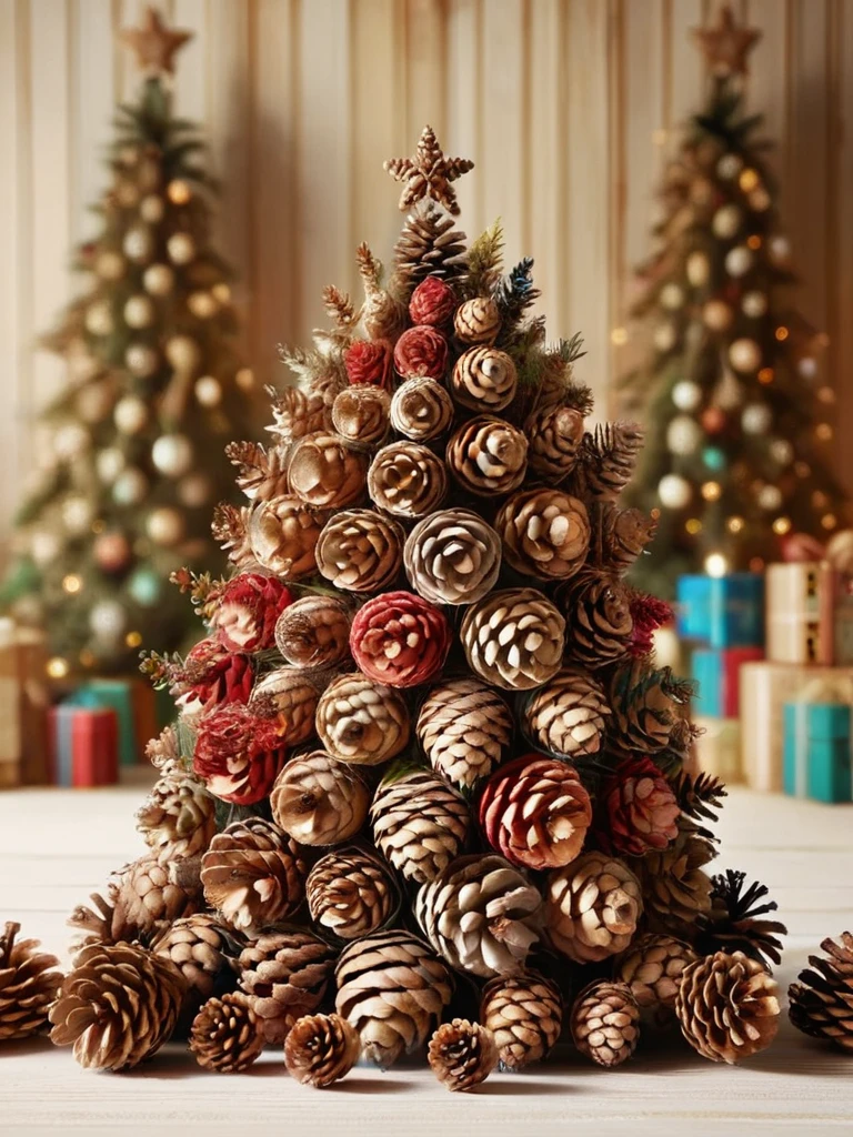 Lal Pinecone ,  with Christmas decorations 、 High Resolution , masterpiece, Best Quality,  high detail,  high definition models, 