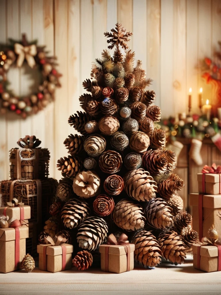 Lal Pinecone ,  with Christmas decorations 、 High Resolution , masterpiece, Best Quality,  high detail,  high definition models, 