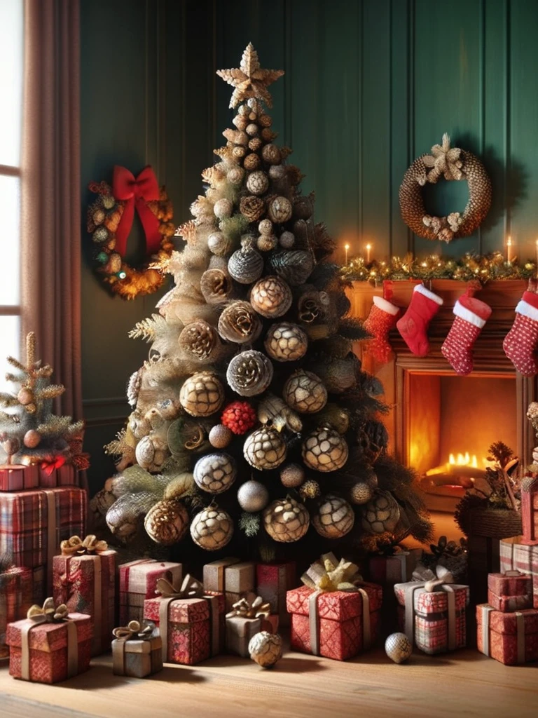  Christmas decorations 、Christmas tree、 High Resolution , masterpiece, Best Quality,  high detail,  high definition models, 