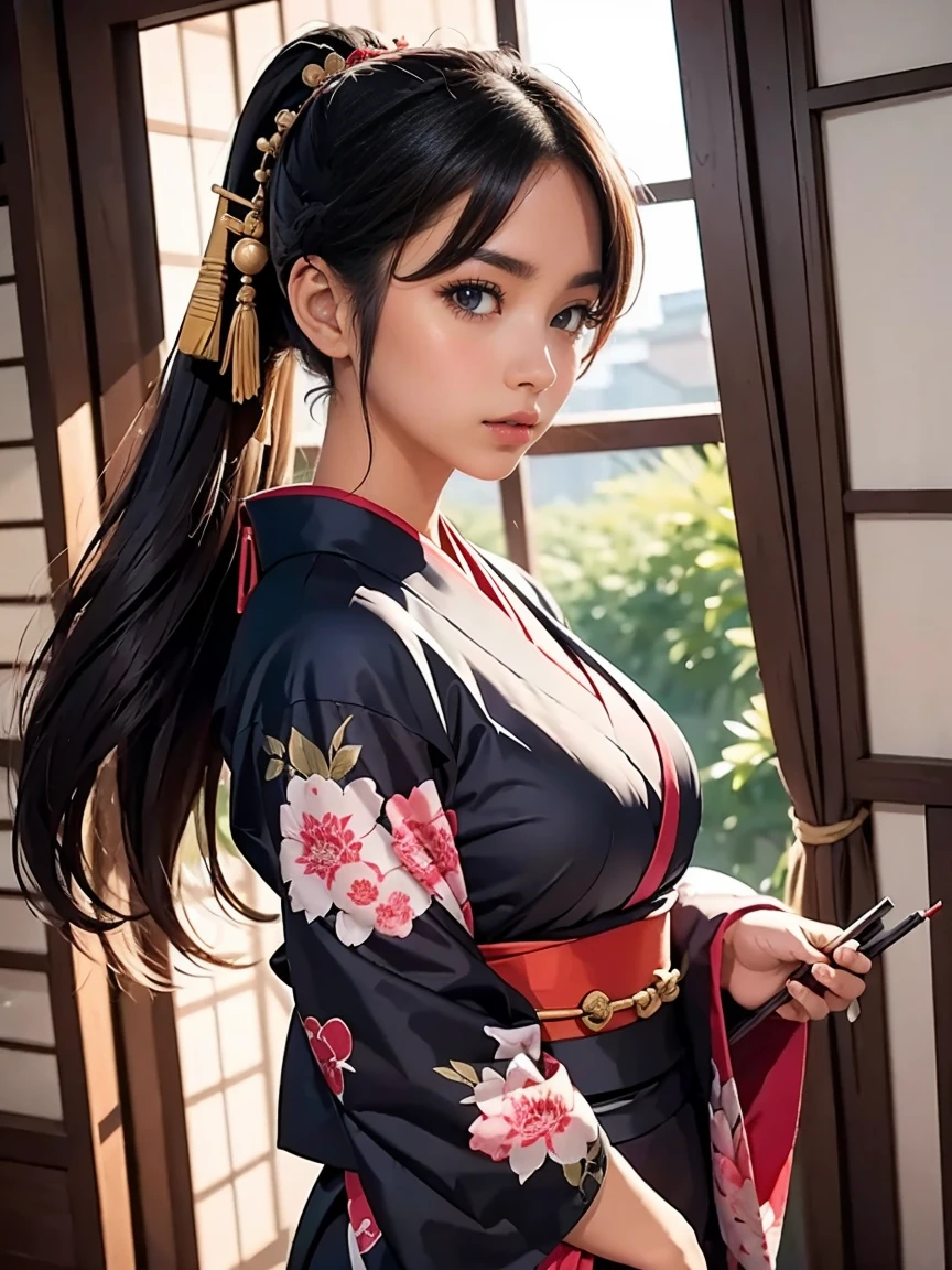 (Full Body View:1.4)、(Side view:1.1)、(Beautiful lips, cheeks and skin:1.4)、(Beautiful:1.4)、(Smiling with teeth showing:1.3),(Shibuya Gal:1.5)、(Geisha dance:1.5)、(A miniskirt courtesan kimono in moss green, yellow, magenta, and blue that shows off her cleavage:1.5)、(Delicate depiction:1.4)、(Luxury hair ornaments/hairpin:1.5)、(Short kimono:1.4)、(Make-up like a maiko:1.5)、(Bewitching Woman:1.3)、(Dense kimono:1.4)、(Wearing flashy knee socks:1.2)、(The underwear has an embroidered pattern:1.4)、40 years old、(Dance vigorously:1.3)、((Highest quality、8k、masterpiece:1.3))、1 Female、Slim and beautiful abs:1.3、(hairstyle casual、Beautiful boobs:1.1)、dress:1.1、Super small face、Narrow eyes、double eyelid、A sloppy smile、Esbian all over body、Dynamic Angle、Close-up、CPL Filter、Blurred Background、Bokeh、Blue Hour、Detailed face and skin texture、Detailed eyes、double eyelid,(Twin tails:1.3)、(Brown-golden hair:1.3)、Gravure idol、(The background is a gorgeous Meiji-era town:1.3)、(Thin body:1.2),(Thin thighs:1.5),(clavicle:1.1)