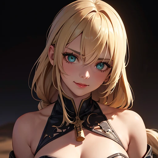 sCore_9,sCore_8_above,Core_7_above, 1 girl, Xilonen  ( impact of genshin ),  animal ocelot ears , bare shoulders, blonde, Braid, breasts,  cleavage , dark skin, green eyes, smile,  hair between the eyes ,  Head tilt , long hair,  looking at the spectator,  red lips, smile, Alone, aboveper body,  looking at the spectator,  She's standing in the desert ,  Egyptian desert on background , ( Ultra high definition :1.2),  masterpiece,  the best quality,  Ultra detailed,  cinematic lighting , delicate features, cinematic,  35 mm lens , f/1.9,  highlight lighting , global lighting –abovelight –v 4, cinematic, intense look,  cinematic lighting , 8K, High quality, más High quality, (Alone foco), ( extremely intricate :1.3), (realistic), Dramatic, masterful, analogue style, ( film grain :1.5), (warm tone,  cold tone ), anime style, full-length,   dark and mysterious atmosphere  , glow, eye shadow, 1 girl, thriller fantasy, depth & perspective,  mystical powers , fine face,  outside,
