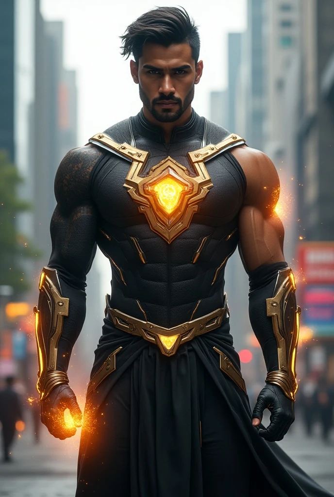 Now make a male superhero with a new uniform made in Wakanda