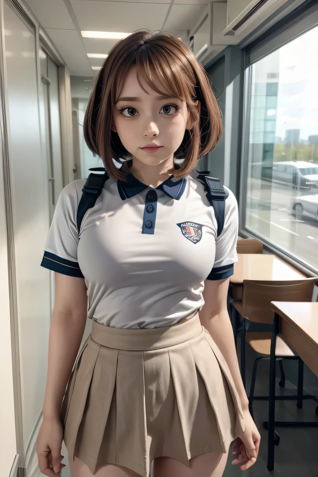 uraraka_ochako, bodysuit, sidelocks, shirt,school uniform.