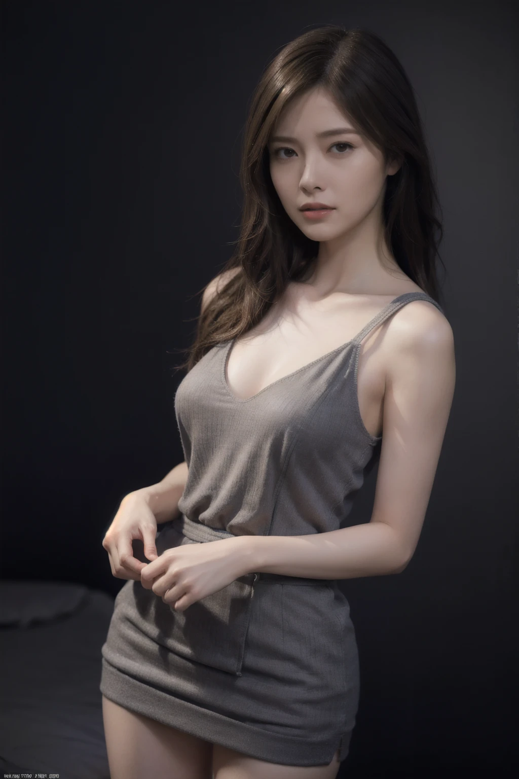 photo of a 18 y.o girl, beautiful vintage color, instagram (photorealistic, high resolution:1.4), ((puffy eyes)), looking at viewer, , full body (8k, RAW photo, best quality, masterpiece:1.2), (realistic, photo-realistic:1.37), (sharp focus:1.2), professional lighting, photon mapping, radiosity, physically-based rendering, (pale skin:1.2), (huge breasts:1.2), looking at viewer, (middle hair:1.5), portrait, purple eyes, (sliver hair:1.1), bangs, (simple background:1.4), solo, upper body, realistic, (masterpiece:1.4), (best quality:1.4), (shiny skin), fashion girl, makeup, smile(skinny, closed mouth,shy:1.3), (sheer sun dresses:1.5513), (standing:1.1), medium bust, vulgar pose, {NSFW:2.0}, cute smile, nude
