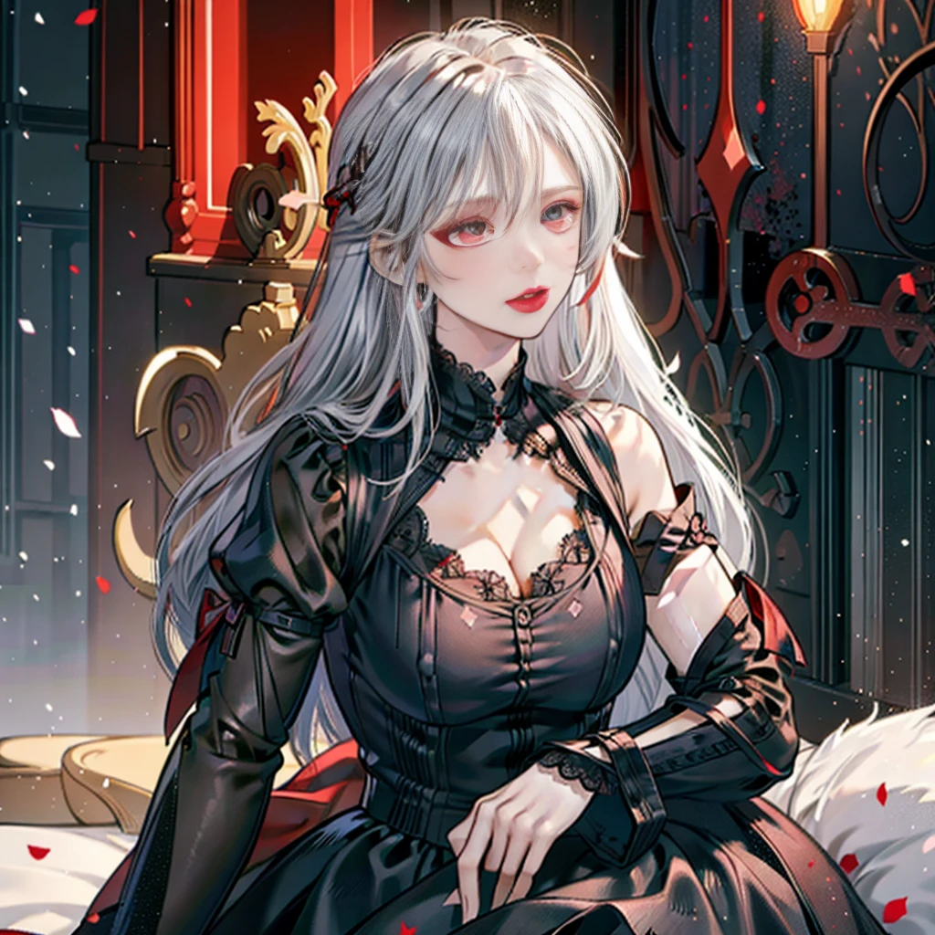 Beautiful female emperor, Clear skin, Beautiful appearance, There is deep wisdom in her eyes, It's as if she sees through the whole world, Wearing a luxurious white robe, Holding a long sword, Robes fluttering in the wind and silver hair blowing in the wind, The white robe perfectly complements her elegant figure., The attitude is calm and idyllic, Like a perfect fairy