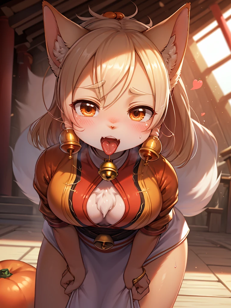 furry girl, giant breast, (blushing), japanese miko outfits,(sideboobs:1)