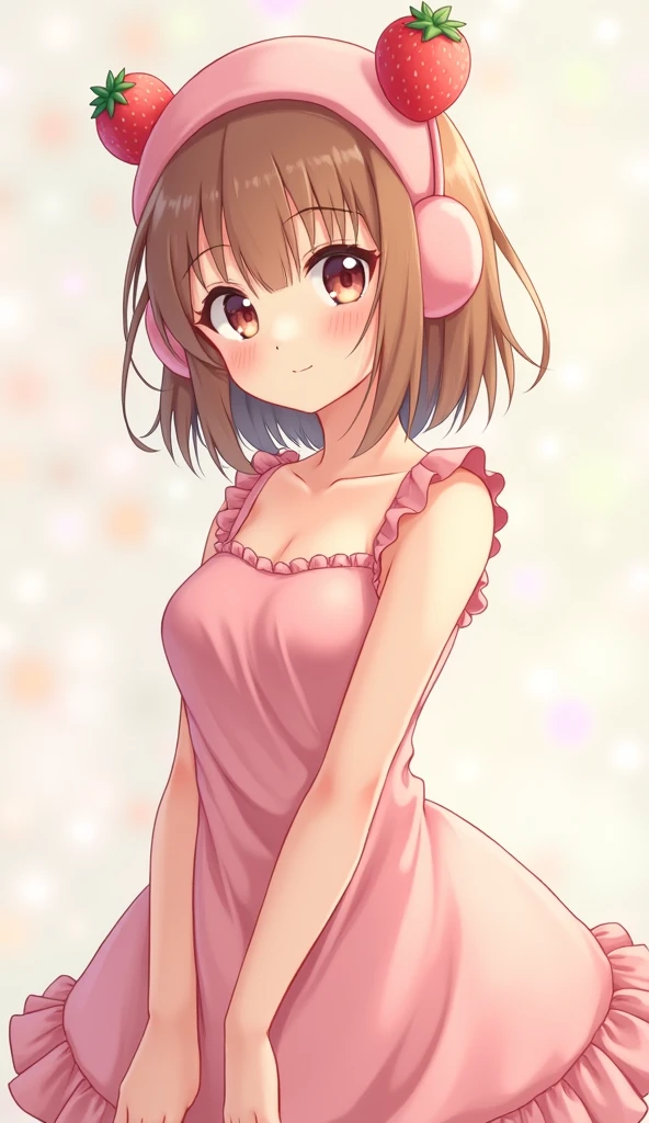 One girl, alone,(Highest quality),(masterpiece:1.1), Looking from directly below, cute, Cleans the skin of the face,Short Twin Tails,Pink Dress、underwear, Realistic panties made from patterned cotton fabric、Translucent slip、Skirt lining、