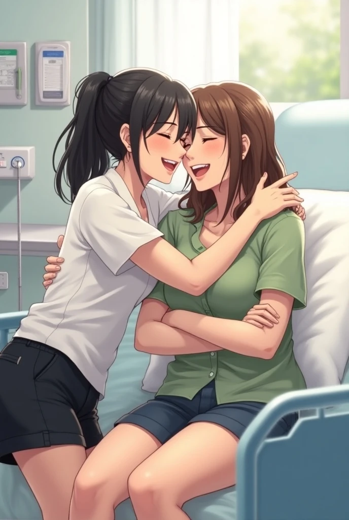 (2girls:1.3), orgasm face, closed eyes, insert penis, breast grab,
BREAK
huge breasts, nipples, open mouth, happy, smile, blush cheeks, nude, stomach, short sleeves , on bed,
BREAK
hetero, (group sex:1.8),(vaginal),spread legs,lying,on back,penis,cum in pussy, (focus on girls), nsfw,