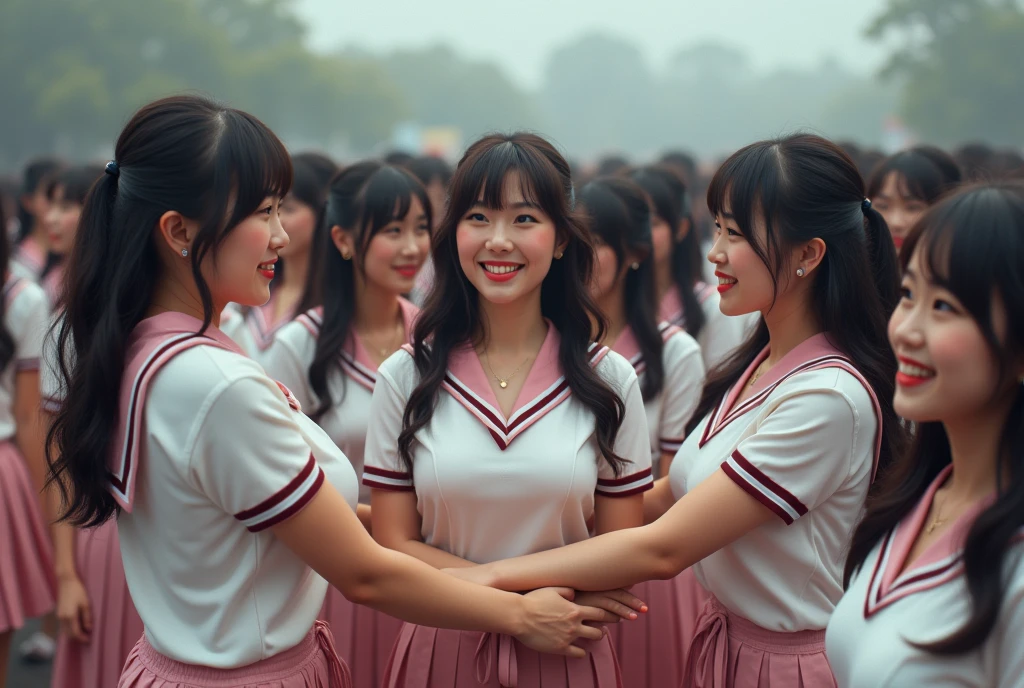 (Perfect Clone girls Photography Art), (16K, Highest quality, Ultra-high resolution, Unrealistic, A world of cloned girls multiplying, Real), (Japanese, high school girl, 16-year-old), (((((Small face, (((((Thick black hair, Semi-long hair)))))))))), ((Beautiful detailed girls, Accurate body structure, Very detailed body, (((((Big Breasts, H-Cup))))), ((Emphasis on the fullness of a large chest)), (((Pale pink shirt, Red Skirt))), ((Dark Eyes, Baby Face, Cute Smile, A gentle gaze)), (((((Happy laughter))))), (((((Very detailed, 1girl-1,000,000cloning))))), (((100girls), (6+girls), multiple girls))), (((A very perfect depiction of a doppelganger))), (((Very detailed, Perfectly the same girl, The exact same smile, Perfect same hair, Perfect same clothes, Perfect same H-cup))), (((((clone girls only))))), ((10,000girls)), ((1,000,000girls)), ((1,000,000,000girls)), (greeting, hug, Chest to Chest, hug, Cuddly love), ((Pleasant conversation, Happy conversation, Staring at each other, spoil, Look next door, face to face, Daily conversation, Fun love story)), ((1,000,000,000,000,000,000girls)), ((1,000,000,000,000,000,000,000,000,000girls)), ((The sight of the ultimate super-crowded, Abnormal extreme crowding, Very extremely crowded)), (Soft Light, super wide view, (((((Extremely detailed ultra-perspective depiction, height difference)))))), (((Subject depth extremely shallow))), Aperture-priority - F11