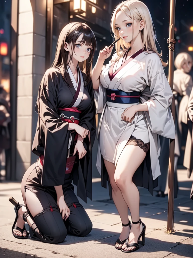 Kanroji Mitsuri　Open kimono　Breast Exposure　Protruding nipples　Pussy exposure　Pubic hair exposure　Big Tits　Sexual pleasure　Ahegao　Comic-like panel layout　Ahegao　Speech bubble　Trembling　uncle　Big cock　Sex　rape