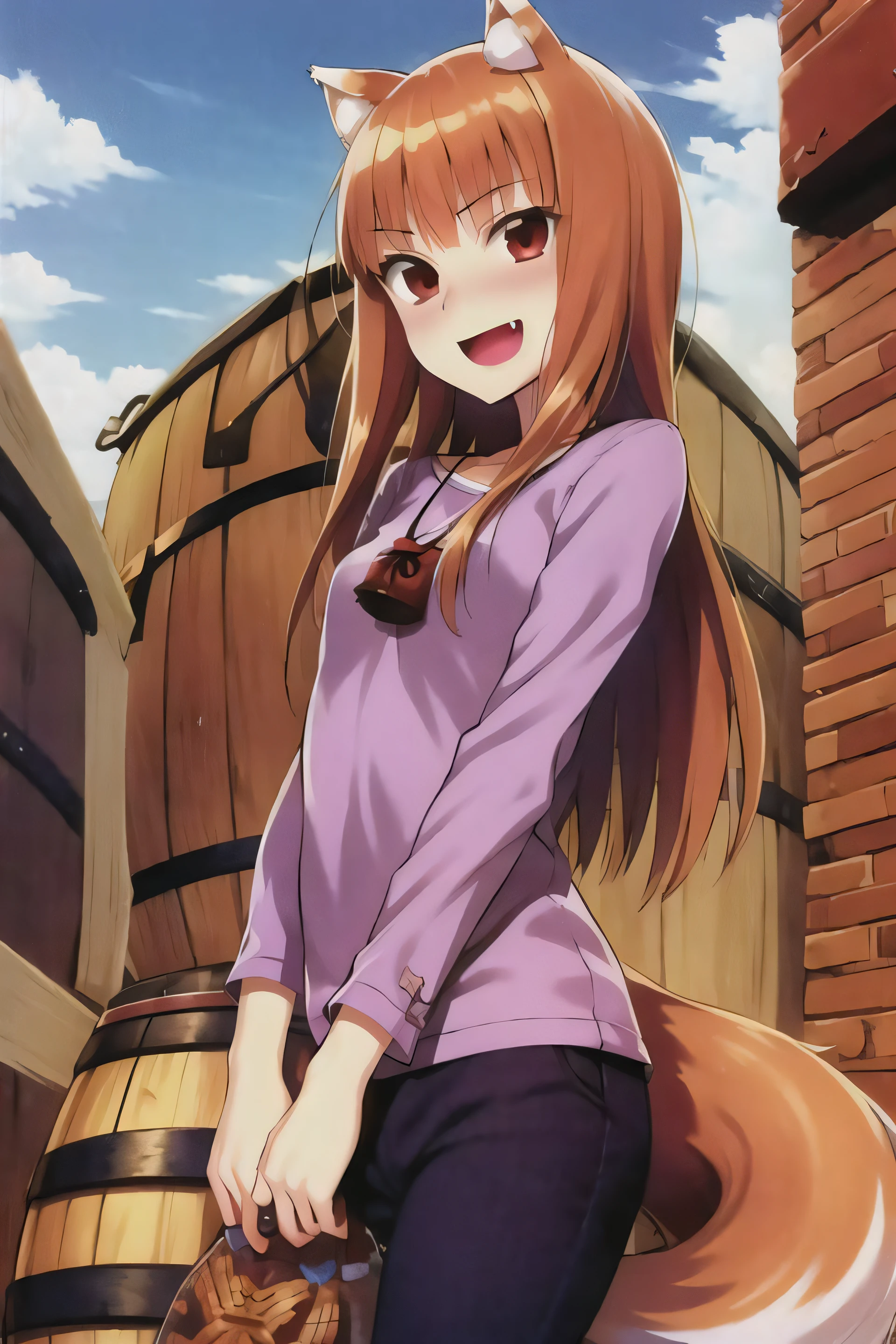 Anime moe style, (looking down at viewer), giantess, ((low angle)), (Big thighs), big girl, ((plump)), ((big hips)), thin waist, Cheeky grin, (mischievous), Blush, Red hair, (Orange eyes), (tight Button shirt), Red Tartan skirt, (Upskirt angle showing striped panties), ((Red Panda ears)), (((Red Panda tail))), (((bushy tail))), thin waist, volumetric lighting, (masterpiece), dynamic angle, (best quality), ((evening sky)), (((watercolor speedpaint Illustration)))
