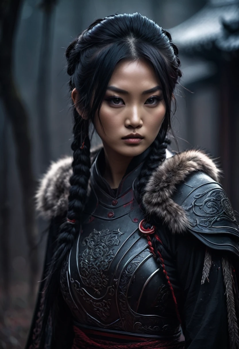 3dart anime atmospheric captivating determination emotions enigma enigmatic face fall grace guardian hidden intrigue katana mystery narrative orangeleaves power realism secrets silence stillness storytelling tormented unemotional warrior woman art blackattire