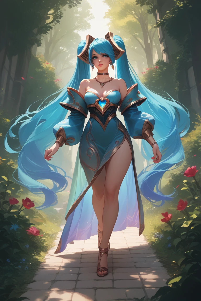 Sona from League of Legends walking sexy coming home wearing the same outfit