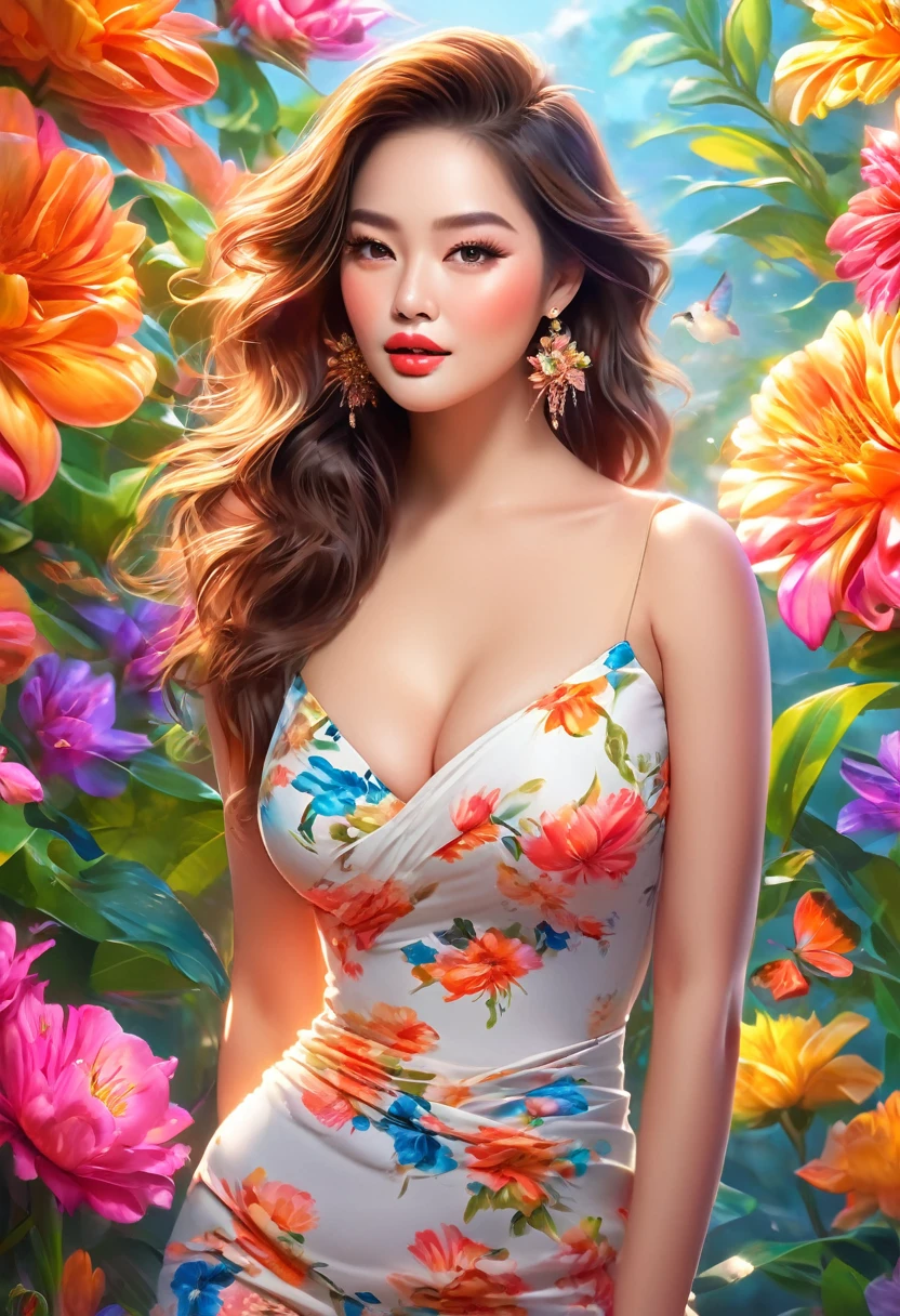Chiaroscuro technique for elegant sensual illustrations , Retro and nostalgia ,silky flowers around the body, Matte painting, by Hannah Dyer, author:Hironaka Harumi, 極其Soft色彩, Energetic, Soft, Very detailed, Digital artwork, High contrast, Dramatic, refined, tone, golden ratio