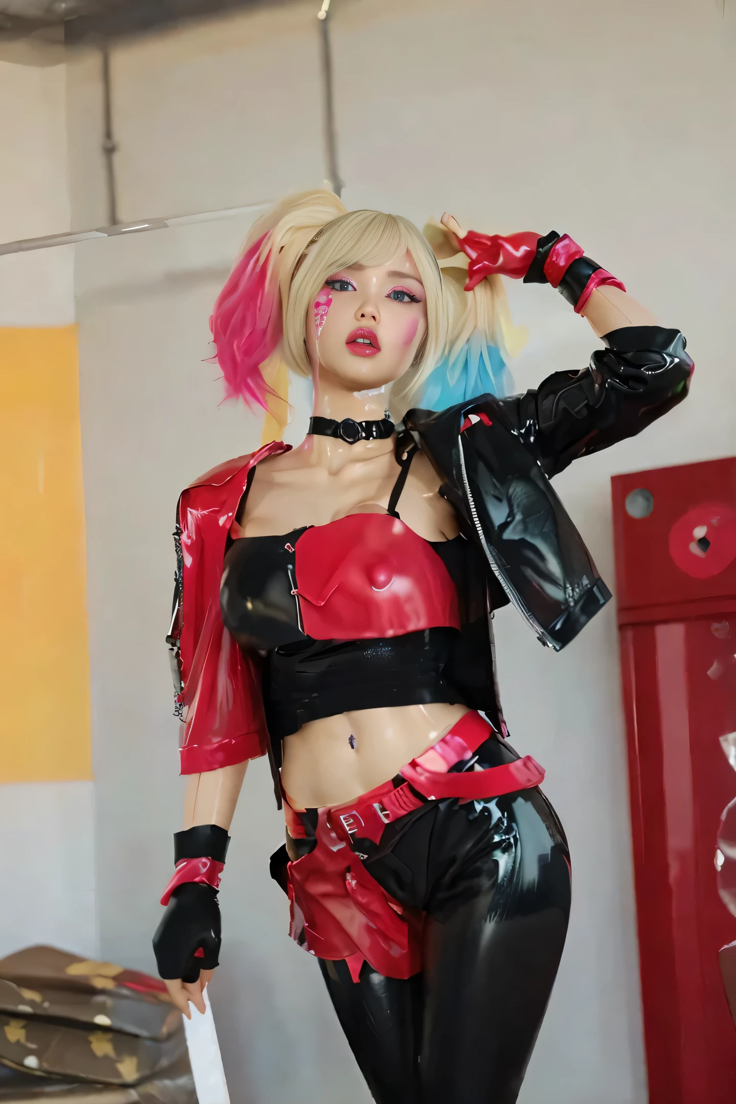 ((Best quality, ultra quality, ultra detailed, 8K, Masterpiece:1.3, 1 girl)), Ultra quality, ultra detailed, masterpiece, 4K quality, Latex skin, lovedoll, sexdoll, shinny latex sexdoll skin, sexdoll eyes, transparent latex clothes, nsfw, sexdoll lips, sexdoll vagina
