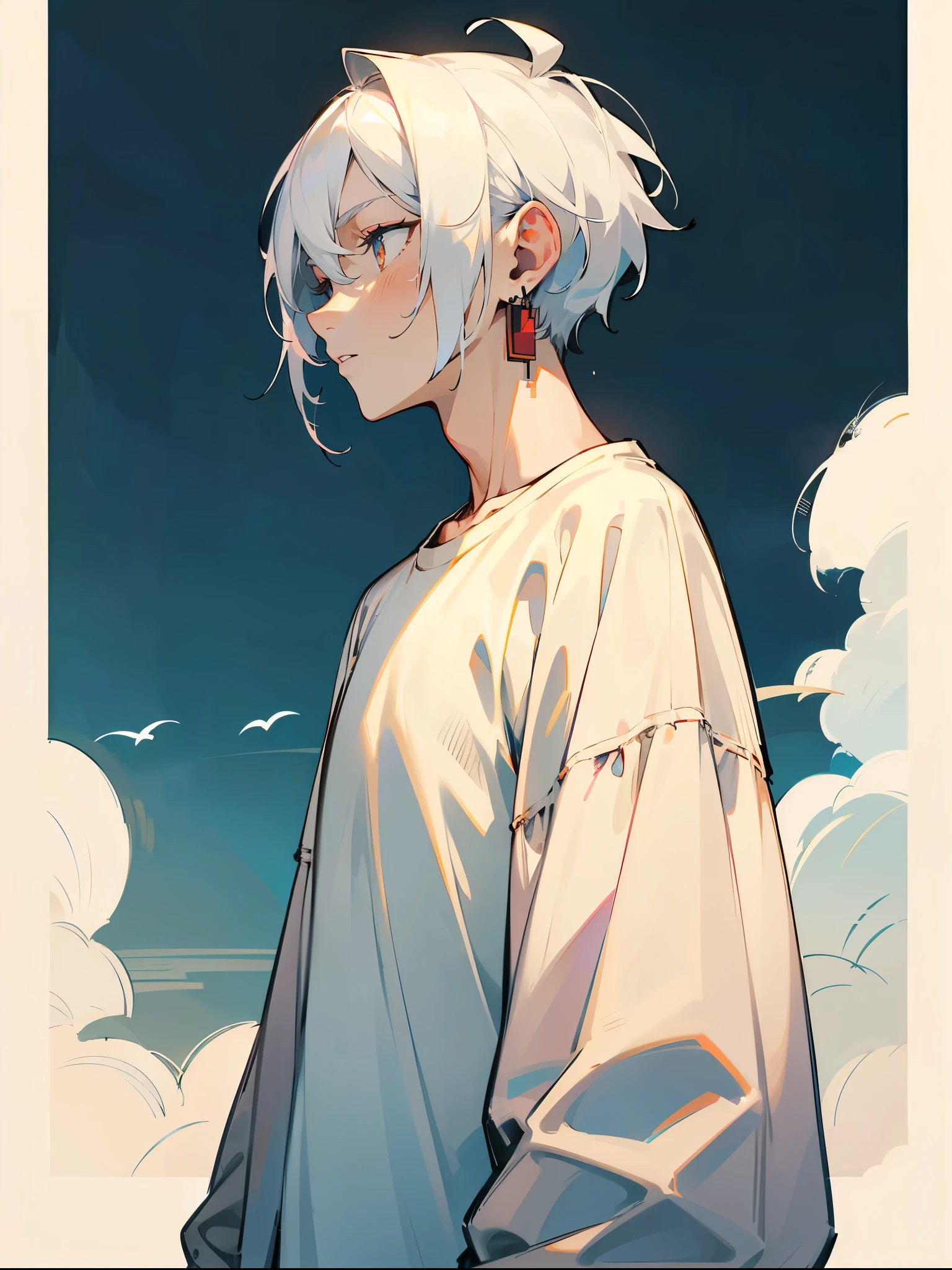 2boys,13 only、(Man's :2) ,Handsome boy,silber hair、a blond、fullnude、starrysky 、sand beach、Natural lighting、hightquality、masutepiece,8K,NSFW,