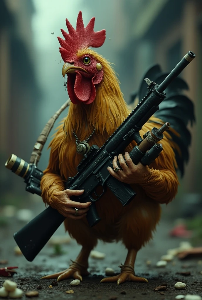 5 chickens with weapons like that, really bad guys