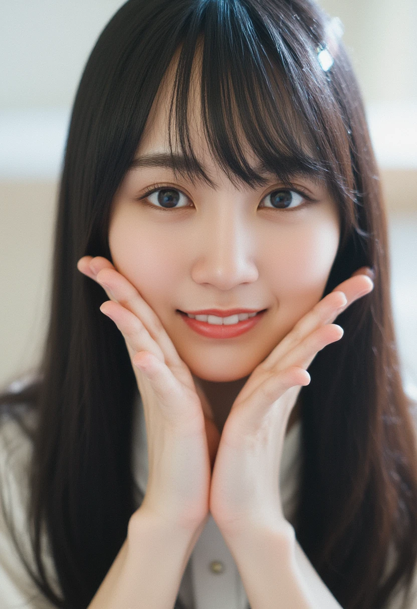 32K, Masterpiece, masterpiece, Realistic, Very detailed,  photograph, High resolution, A face that Japanese men really like., Smoother light, official art, Written boundary depth, Bright light, close, Detailed face, smile, Beautiful details in the eyes, 19 year old Korean, cute, real texture skin, nude, ((Extremely precise and accurate anatomy:1.0)), (photo Realistic:1.4), (hyper Realistic:1.4), (Highest quality realistic skin texture:1.4), (Improvement of quality:1.4), (Enhances the beauty of skin texture:1.1), Clean and glowing skin, mesh, thin:1.2, (Realistic:1.3),  realistic lighting, (Smoother lighting:1.05), (Improving the quality of cinema lighting:0.9), Backlight, A gentle light on your face, Ray Tracing, (Bright light:1.2), 32K, One Japanese woman, fine grain, Detailed face, (Film Grain:1.1),(Accentuates body lines:1.1), High resolution, Natural look, Kind eyes, Improves hair quality, Delicate light and shadow, Transparent muscles, Graceful pose, Beautiful Eyes, Sharp details, Soft light reflection, Beautiful contours, Delicate skin tone, Fine hair texture, Natural background,  ,(((Downward))),((Spread your legs)),A loose-fitting camisole,barefoot,One Girl,Realistic,Bedroom