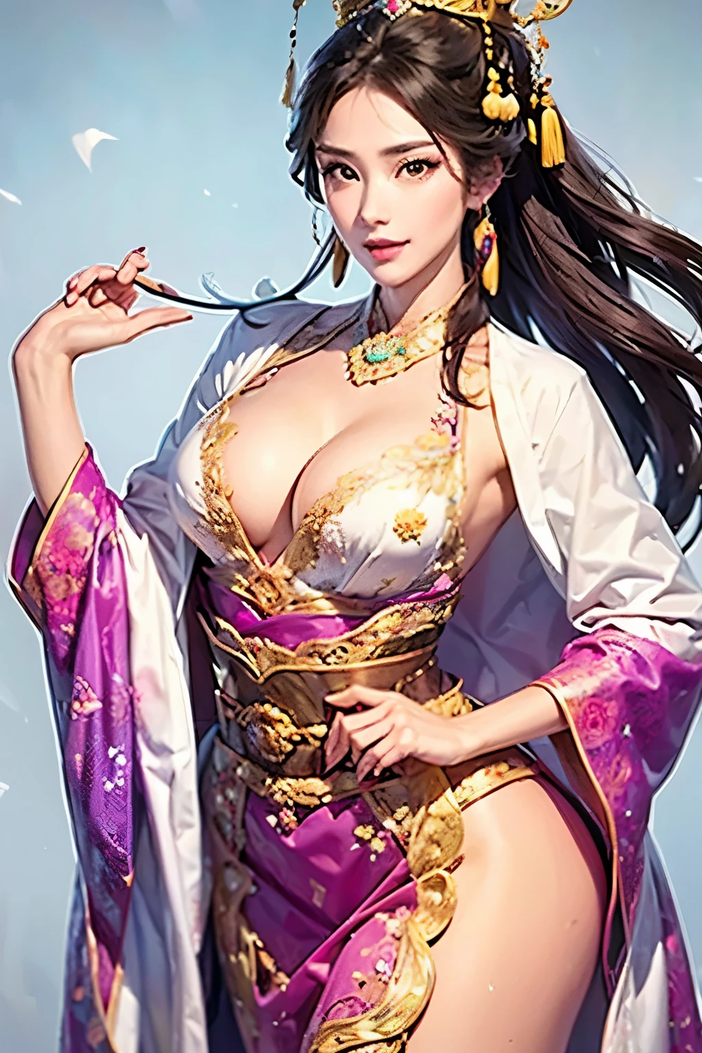  beautiful woman, Three Kingdoms background costume change, Background replacement 