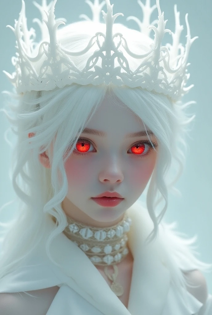Grotesque Aesthetics:Girl with extra eyes,Tears,There are many eyeballs growing on the skin of the face,Bloodshot in the eye,Eyeball Necklace,Eyeball Crown,Realistic eyeballs,teeth,Distorted face, Solitary,black background,crown,veil,Hands touch your face,3D eye bead necklace,