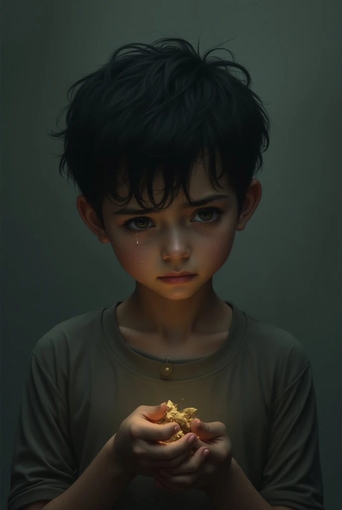 Ultra realistic, highly detailed, picture,1 boy , Black & ugly,an Indian boy, looking his face in mirror,sad due to his looks, crying,bec he looks ugly, emotional picture --auto --s2