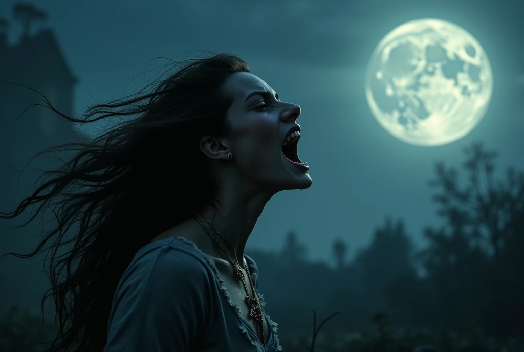cinematic film still of <lora:vampire fangs teeth 2:1.2>
Gorgons in Greek mythology Female Vampire a woman with a very big mouth and a very big smile Vampire Fangs Teeth staring at camera with moon light on at night, shallow depth of field, vignette, highly detailed, high budget, bokeh, cinemascope, moody, epic, gorgeous, film grain, grainy
