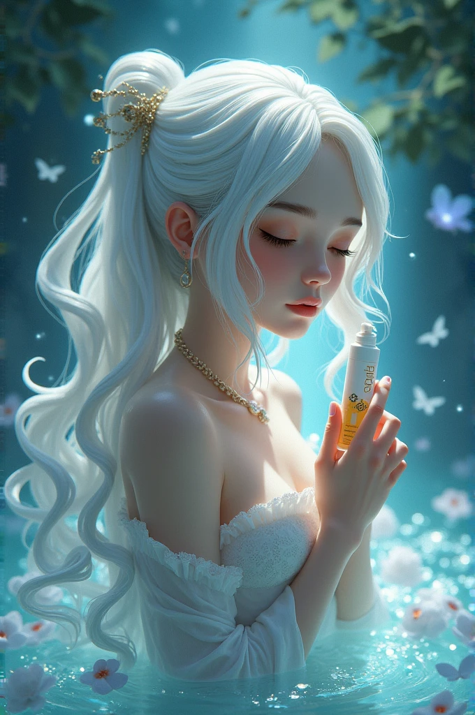 a close up of a lady sitting on a log with flowers in their hair, mother nature, enchanted with nature spirit, flowers grow from the body, beautiful digital art, beautiful digital artwork, very beautiful digital art, digital art picture, beautiful gorgeous digital art, gorgeous digital art, with frozen flowers around her, transparent glass woman, beautiful!!! digital art, digital art fantasy