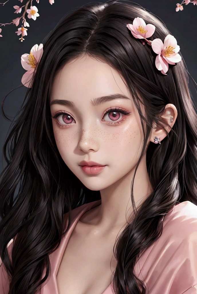 
Appearance
close-up portrait, detailed face, piercing eyes, confident expression, 1girl)),((alone)),masterpiece, best quality, Extremely detailed, illustration, Epic Lighting, Composition, Isometric,(hexagon:1.2), 1 Girl,Create an extremely detailed drawing of nezuko's face. Focus on her expressive eyes, sharp features, and serious expression. Pay attention to the texture and flow of her short, straight hair. Solo, freckles, lips, gradient hair, (tomasterpiece, (pink kimono), seductive face, good lighting, décolleté, small details, masterpiece, glowing eyes, 1girl, black hair, on face, Nezuko Kamado, wisteria background, masterpiece, best quality, POV, erotica))), Lovely smile, Use a range of shading techniques to add depth and realism, ensuring smooth transitions and fine details like eyelashes, eyebrows, and any facial marks.,)),Particle Effects, (8K:1.1),sexy body, soft smile expression, large breasts, looking at the viewer, clean skin, makeup, facial, eyelashes,soft red eyeliner,blush(((( extremely detailed realistic hairs )))))((((( focus on her face,hair,eyes,nose,mouth,ears,body ))))))
((( Close up portrait )))
Japanese 18 years old beautiful cute girl
( Flower Garden background )

(( Black beautiful wavy hair))