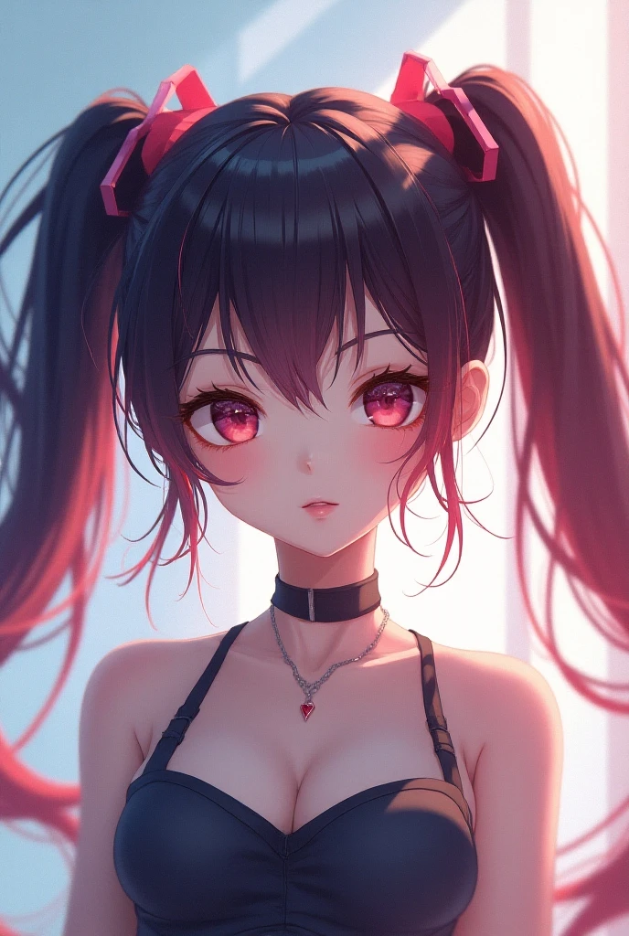 realistisch, 女の子1人, keine kleidung, naked, schwarzes Haar, lila Augen, leuchtende Augen, nackt, open lips, Rouge, Nacht, Blumen, Sonne, Sonnenlicht, boobs, punk, goth, ponytail, cute face, serious expression, 4k, cocky