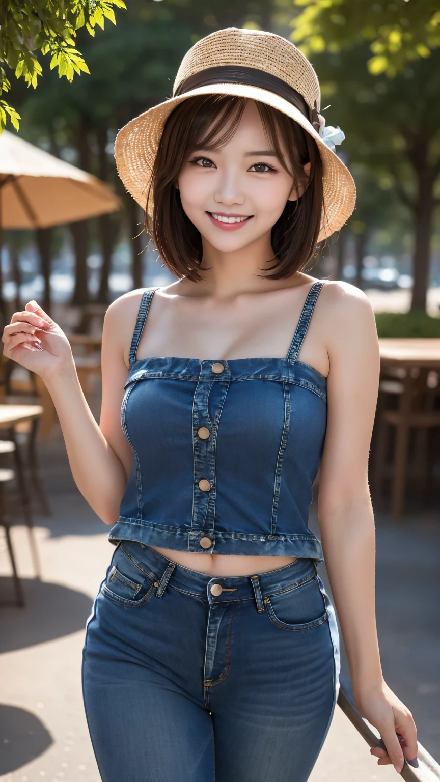 Beautiful,K-pop idol,japanese idol,Japanese actress,high resolution,Beautiful skin,8k,RAW photo,best quality,masterpiece,realistic,photo-realistic,clear,professional lighting,beautiful face,best quality,ultra high res,whole body,sexy,beautiful legs,beautiful row of teeth, beautiful lips,smile,beautiful butt,denim shorts