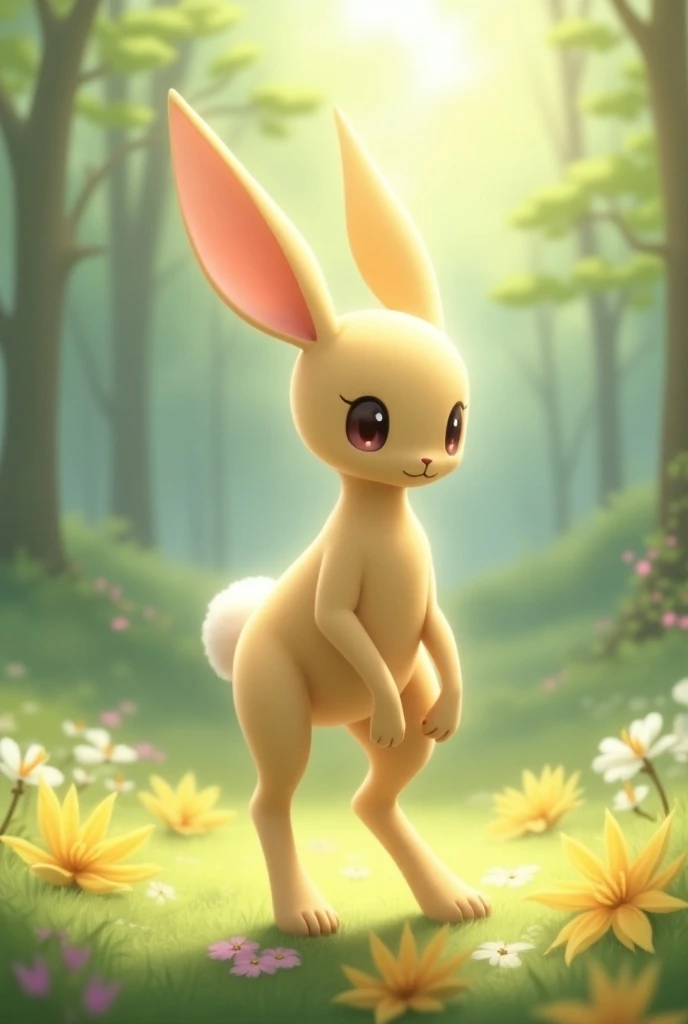 score_9,score_8_up,score_7_up, source_cartoon, source_furry, Captain Bokko, rabbit, black eyes, rabbit tail, black hair, furry girl, blush, looking at viewer, :3, white body fur, ((nude)), short body, tiny body, feets with three toes, 3 toes, forest, clear sky,