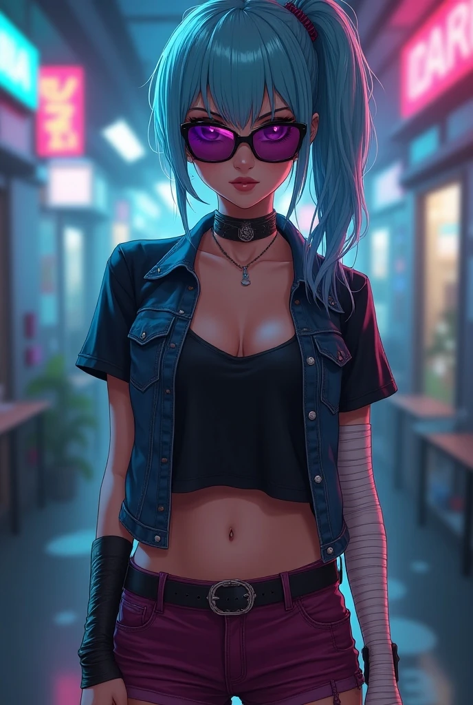 Create anime character;
{background: capital HD text: “GLBK” in center-top, night}, tanned skin,
realistic, HDR, beautiful, korean style, full body, age 20, hoodie HD text: “Fany”, female, graduent blue and pink hair, long hair, boobs size: F