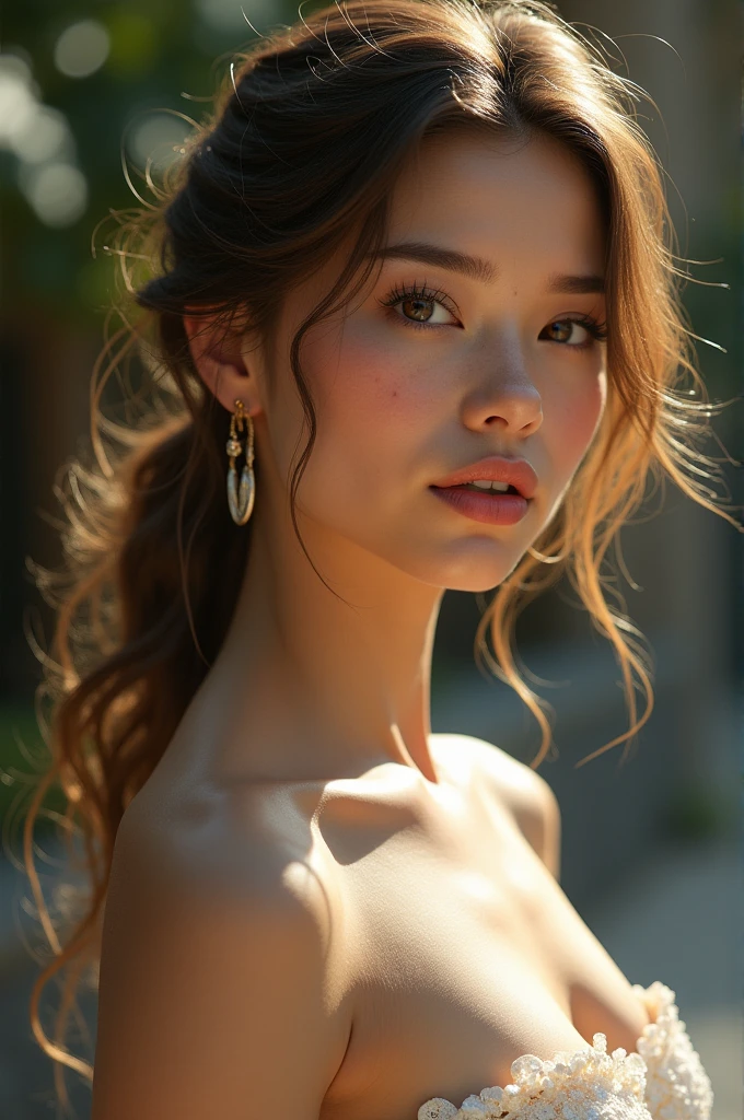 a beautiful young caucasian girl, detailed face and eyes, alluring expression and smile, open mouth, side view, sexy attire, nsfw, (best quality,4k,8k,highres,masterpiece:1.2),ultra-detailed,(realistic,photorealistic,photo-realistic:1.37)