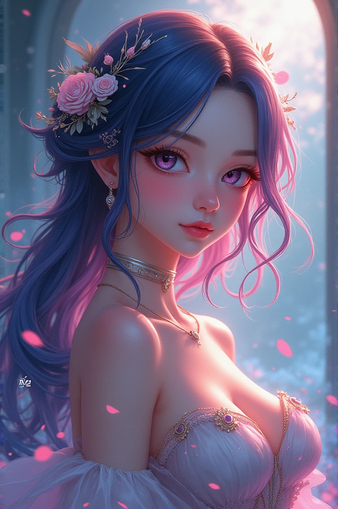 ((topless, beautiful medium , pink nipples)),((face toward the viewer)),((topless, beautiful medium , pink nipples)), (sweating), wet gleaming skin,Vulgar,low angle,from below,(nsfw),
 ((Raiden Shogun in Genshin Impact)),solo,((semi long beautiful dark blue hair,beautiful blue eyes)),(Lying on the bed on all fours),Vulgar,(( flower printed elegant beautiful panties)),  ((masterpiece, highest resolution)), (beautiful illustration),(looking at the viewer),innocent smile,cinematic lighting,garter belt,white over-kneehighs,Lace chalker, wristband, diamond necklace,wristband, white fingerless gloves, earrings,modern elegant beautiful gorgeous hotel room,night
